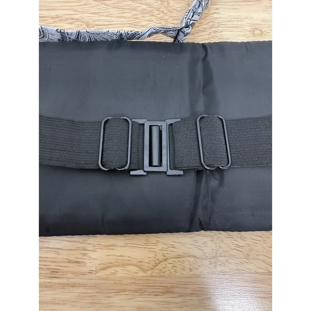 Vtg‎ Matching Cummerbund & Bow Tie Set Black Gray  Paisley Up To 38 Inches #47